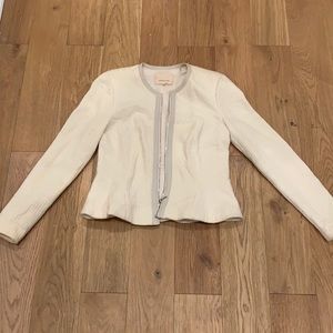 Rebecca Taylor size 4 knit work blazer with lamb skin leather trim